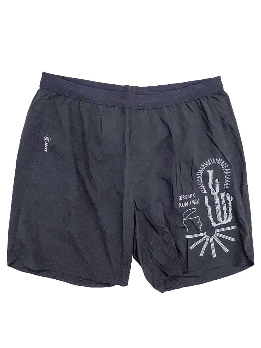 Roark Run Amok Alta 7" Running Shorts Men’s Size XL Black Cactus Graphic Lined